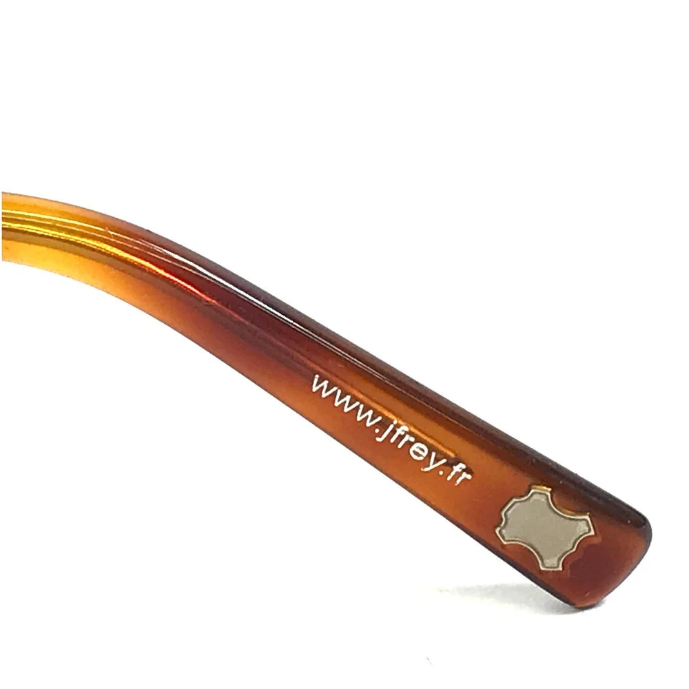 J.F. Rey Eyeglasses Frame JF2843 3000 Black Leather Brown Red Cat Eye 50-20-143